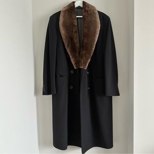 Burberry Wool and Fur Long Peacoat